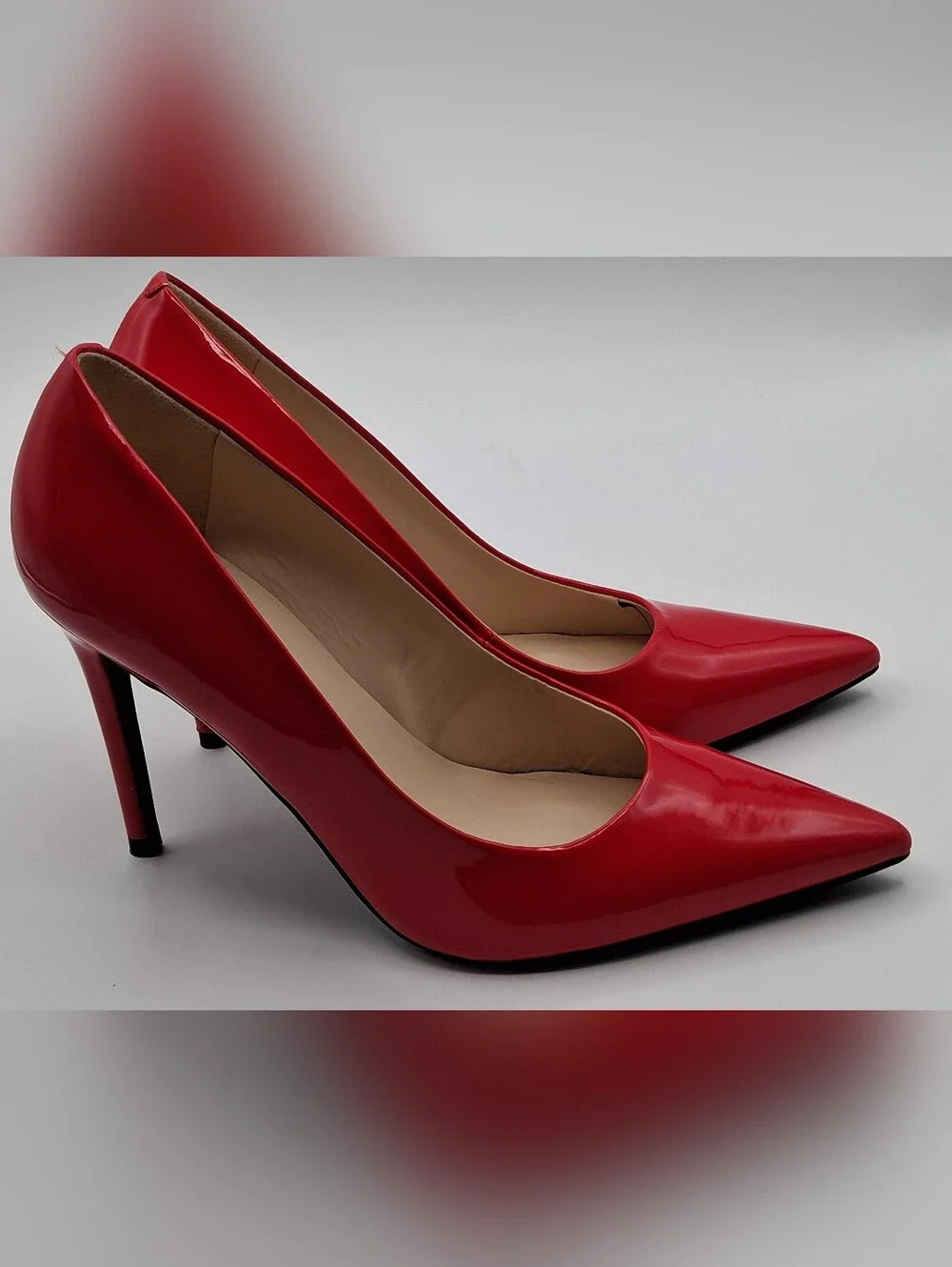 Women's Nine West Martina Red Patent Pointed-Toe High Heels. Size 9M.